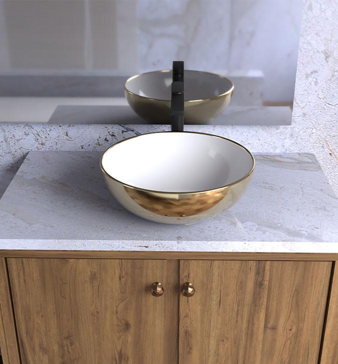 Lavabo COPEN nadgradni 415x415x155 zlatno beli 4