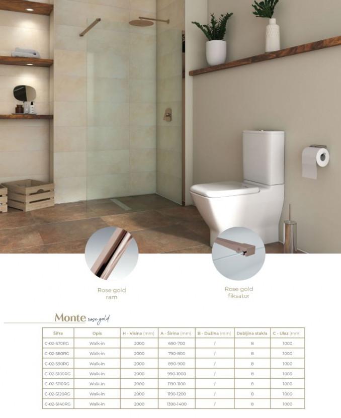 Walk-in COPEN MONTE 1100x2000 8mm staklo, rose gold 2