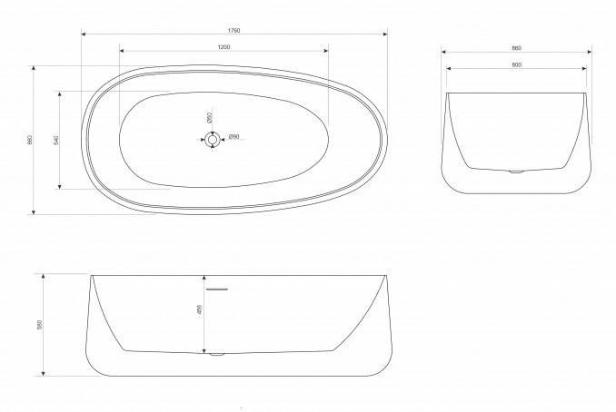 Kada samostojeća COPEN MAE 1760x860x580mm mat bela 2