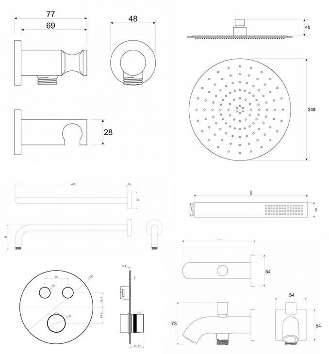 Termostatski set COPEN round hrom 2 2