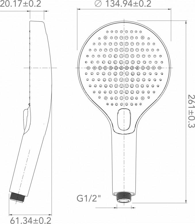 Tuš ručica COPEN 5F 125mm crna 2