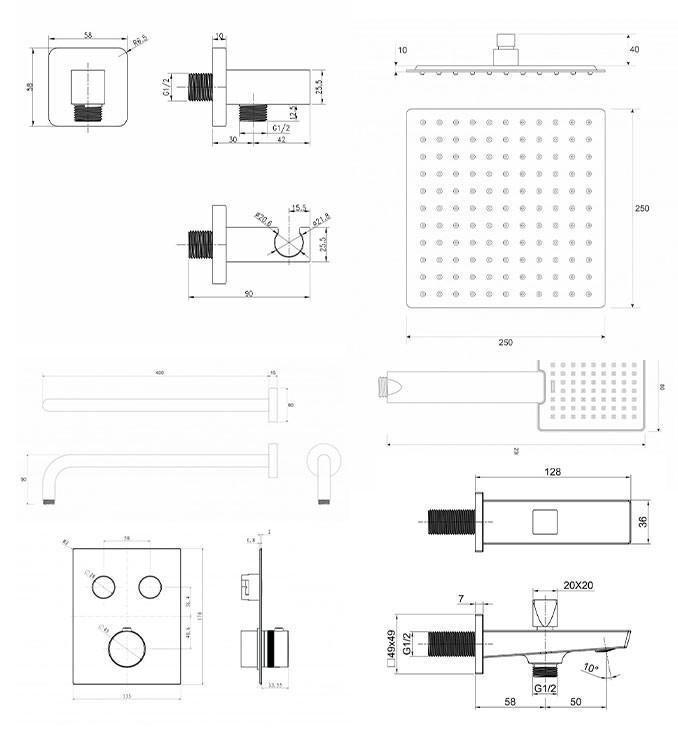 Termostatski set COPEN square hrom 2 2
