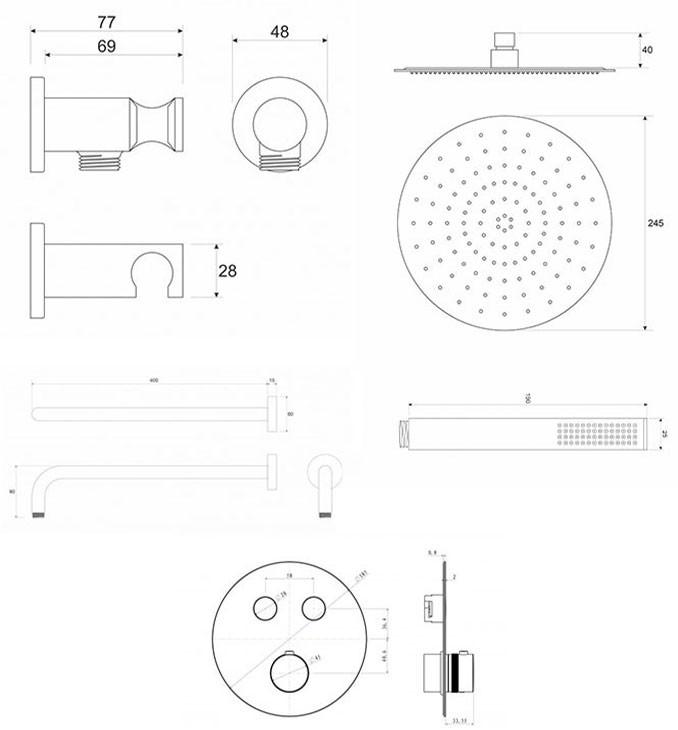 Termostatski set COPEN round hrom 1 2