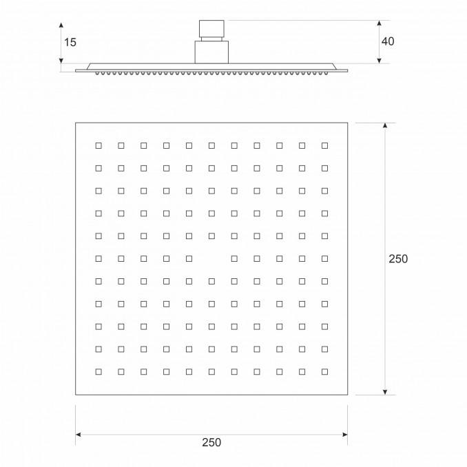 Ruža tuša COPEN 250x250mm ABS hrom 2