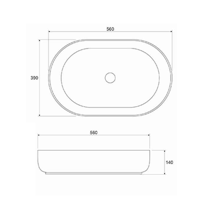 Lavabo COPEN nadgradni 560x390x140 matt white 2
