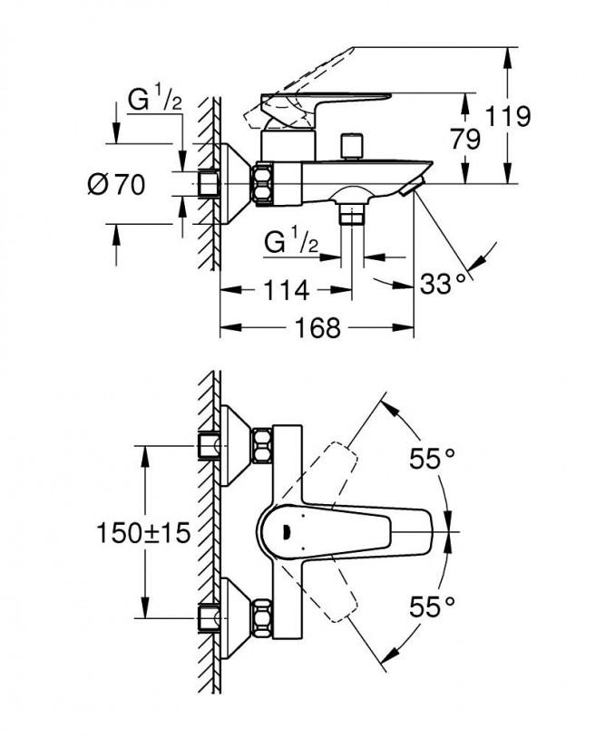Baterija za kadu GROHE BAUEDGE 2