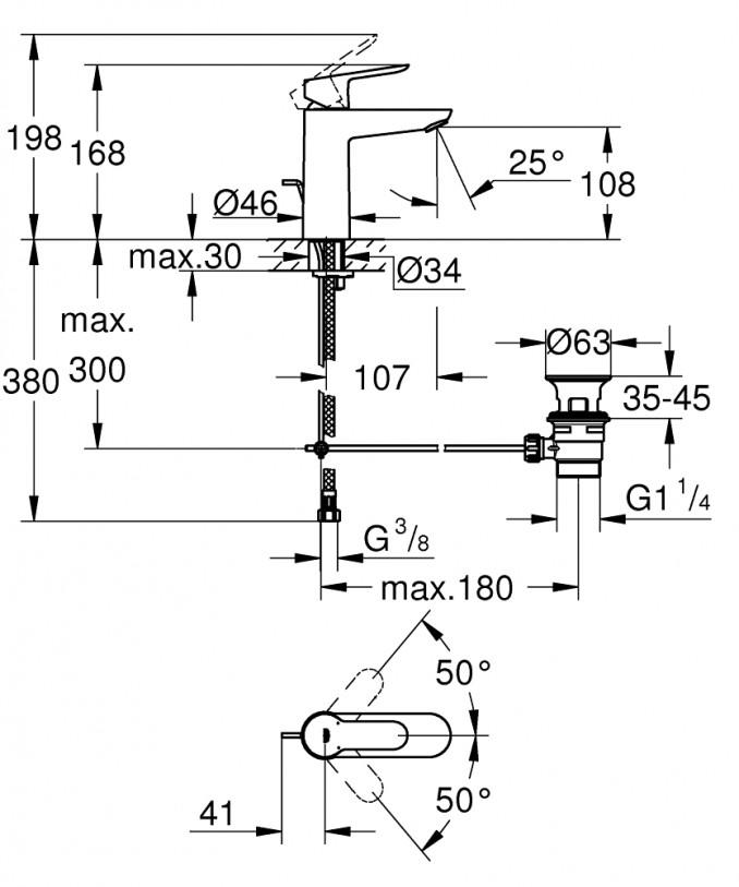 Baterija za lavabo GROHE BAUEDGE M 2