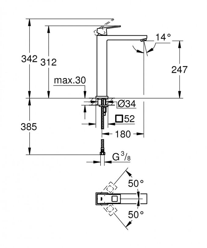 Baterija za lavabo GROHE EUROCUBE XL 2