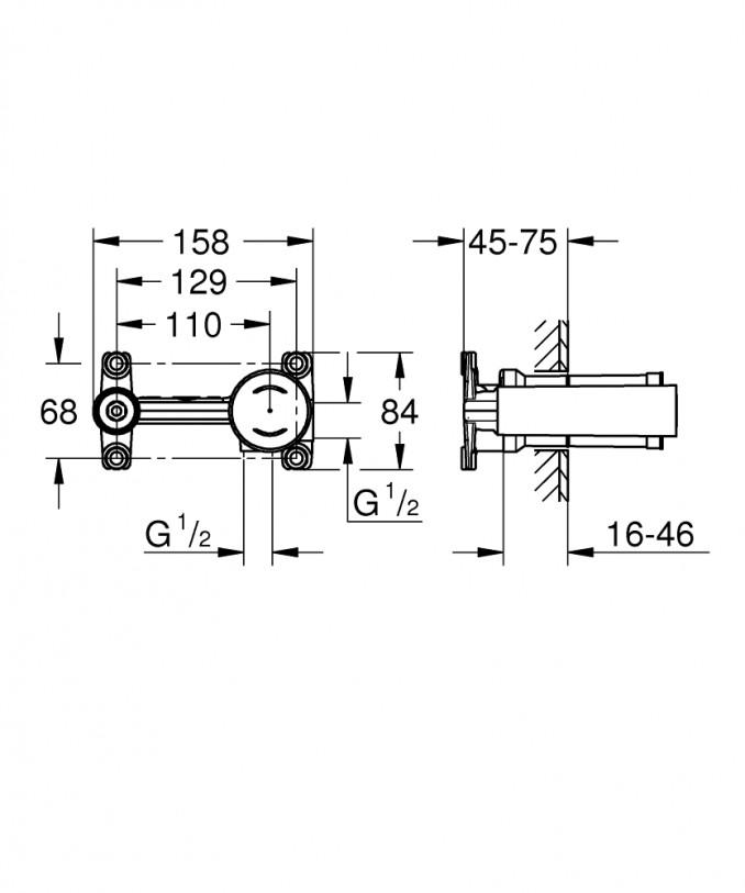 Ugradno telo GROHE za bateriju za lavabo 2