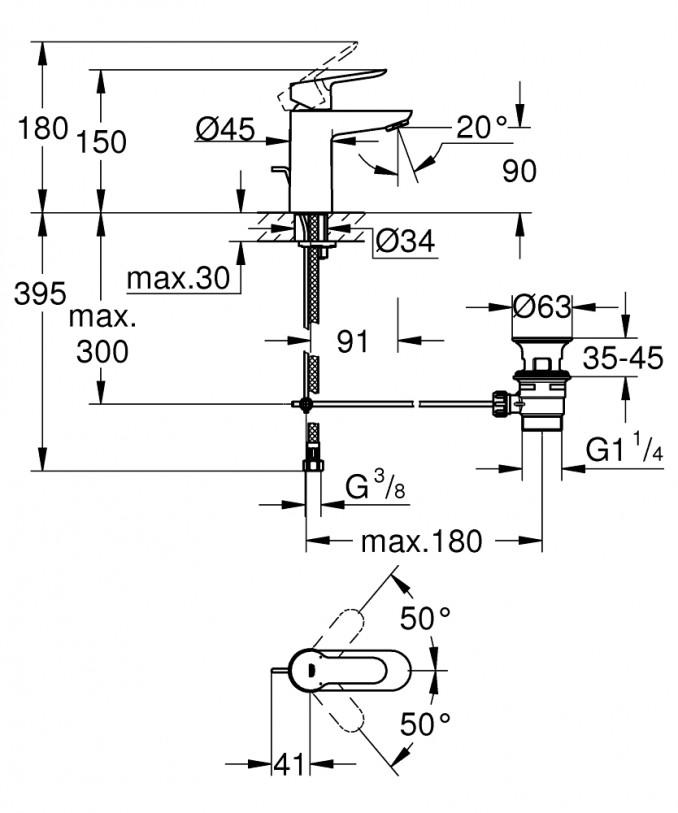 Baterija za lavabo GROHE BAUEDGE S 2