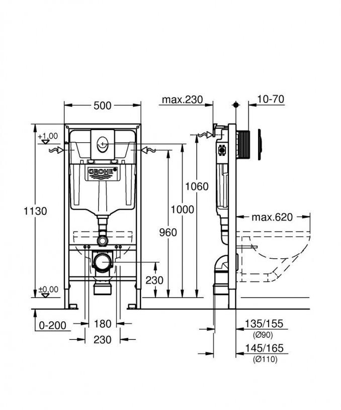 Ugradni vodokotlić GROHE SL 3 u 1 sa OPTIMO rimless šoljom sa daskom soft close 2