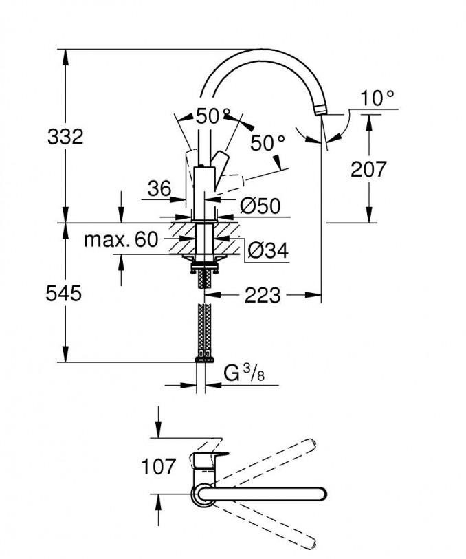 Baterija za sudoperu GROHE BAUEDGE C 2