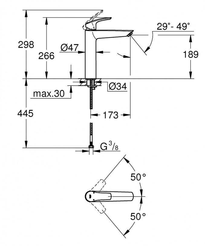 Baterija za lavabo GROHE EUROSMART XL 2