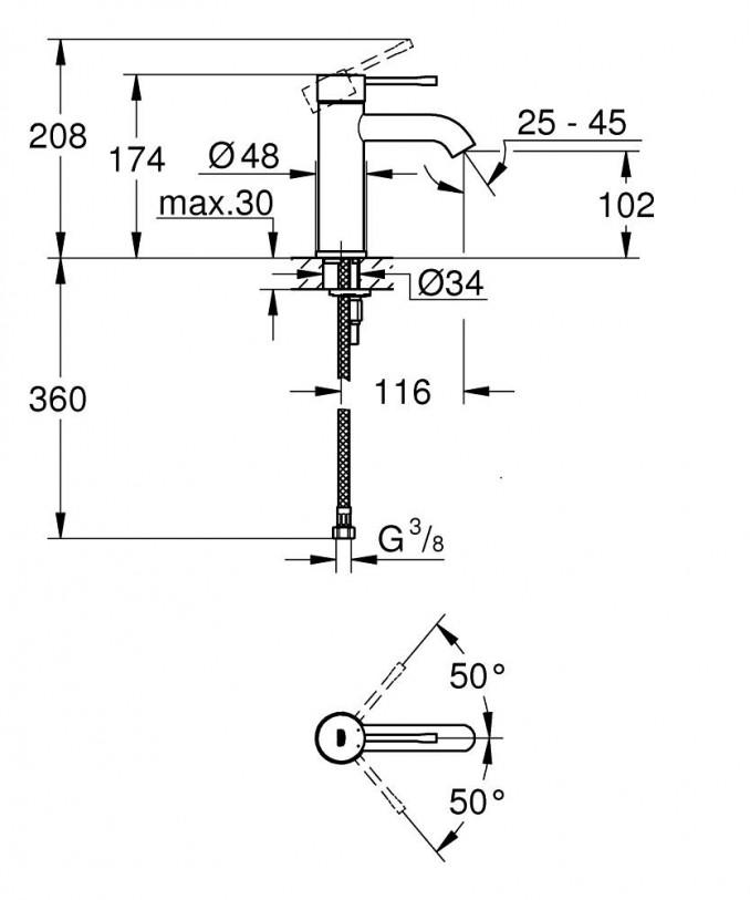 Baterija za lavabo GROHE ESSENCE S 2