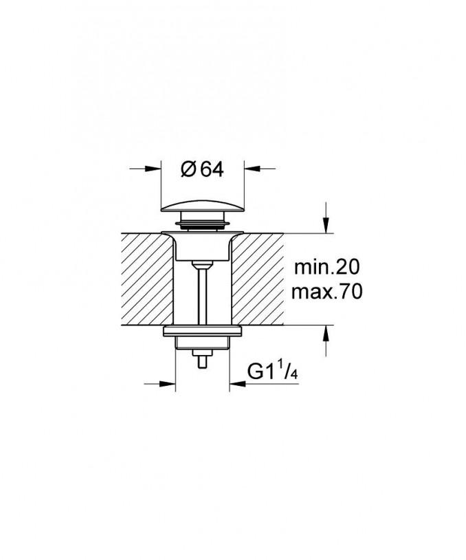 Podsklop sifona GROHE 5/4 fantom crni 2