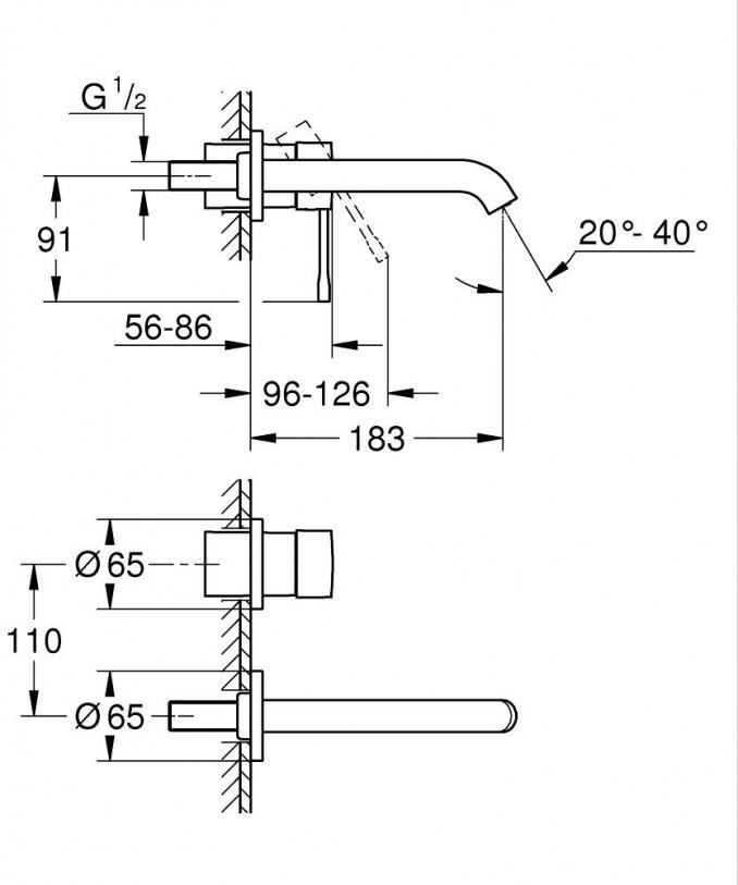 Maska ugradne baterije za lavabo GROHE ESSENCE M 2