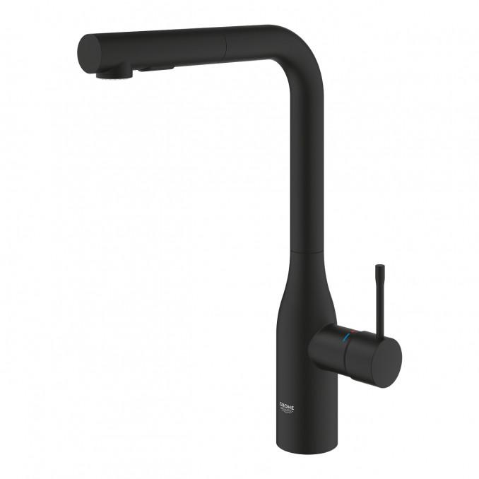 Baterija za sudoperu GROHE ESSENCE L sa izvlačećim tušem 2F phantom black 5