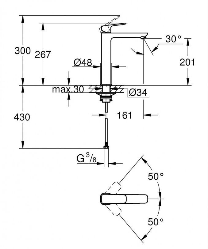 Baterija za lavabo GROHE CUBEO XL 2