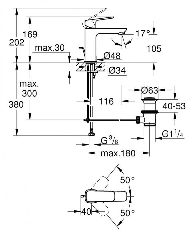 Baterija za lavabo GROHE CUBEO M 2