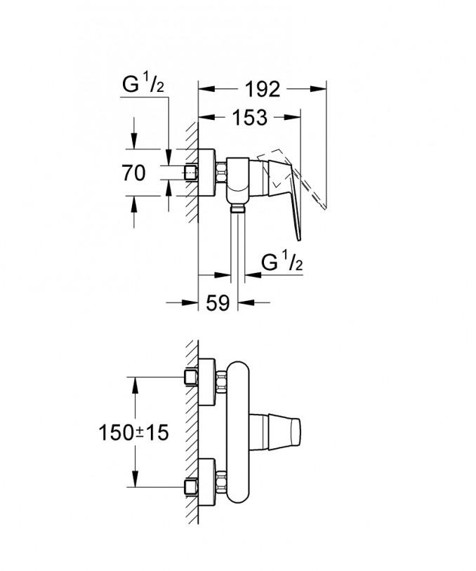 Baterija za tuš GROHE EUROSMART COSMOPOLITAN 2