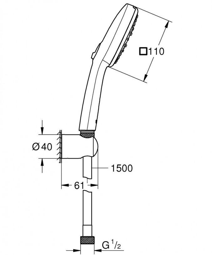 Tuš set sa držačem GROHE TEMPESTA CUBE 110 3F 2