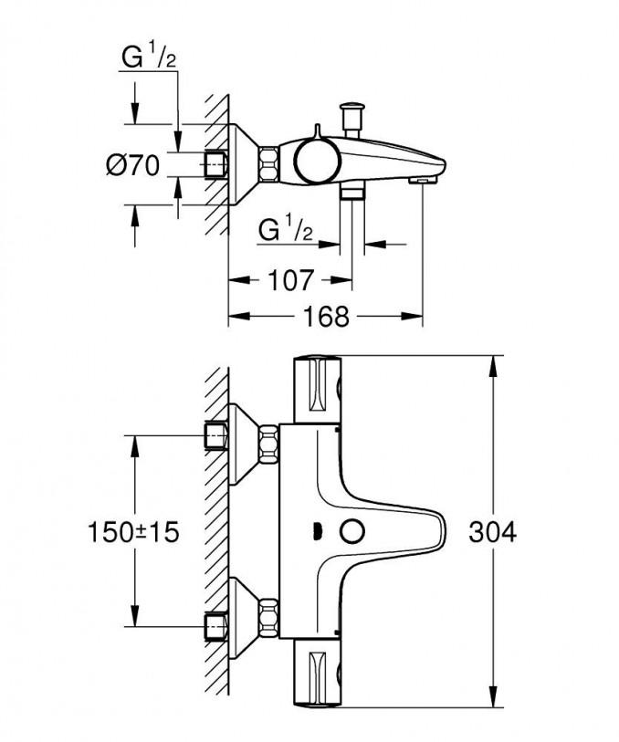Termostatska baterija za kadu GROHE GROHTHERM 800 2