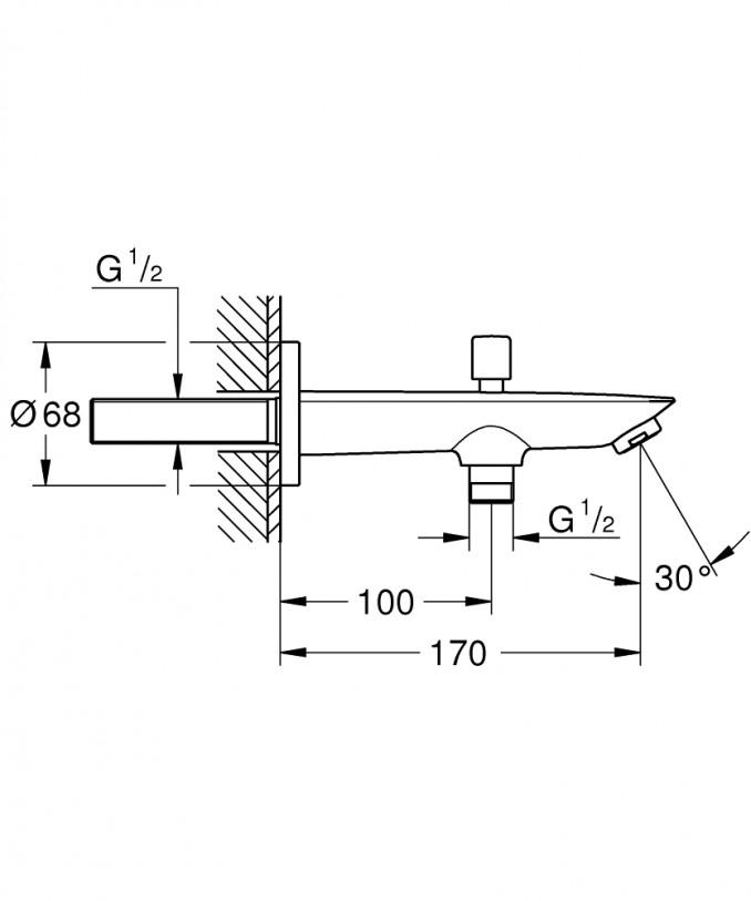 Izliv sa prebacivačem  GROHE BAUCOSMOPOLITAN 170mm 2
