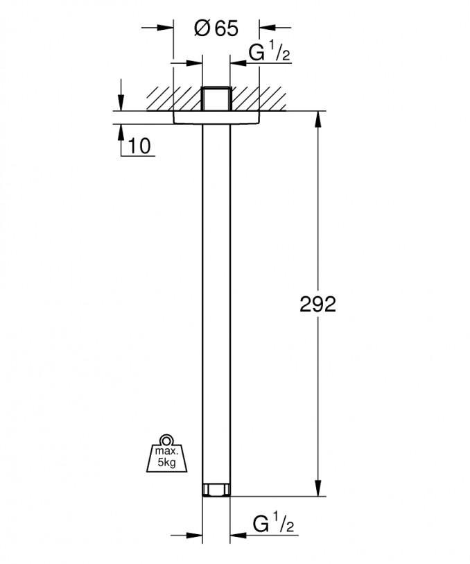 Držač ruže tuša GROHE RAINSHOWER 292mm vertikalni 2