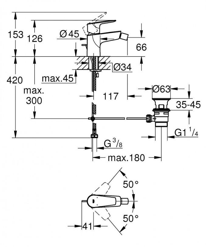 Baterija za bide GROHE BAUEDGE 2