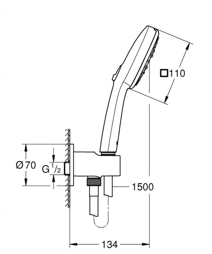 Konektor sa tuš setom GROHE TEMPESTA CUBE 110 3F 2