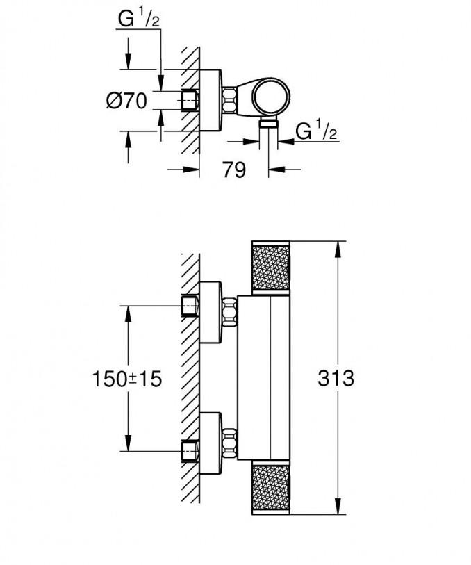 Termostatska baterija za tuš GROHE GROHTHERM 1000 PERFORMANCE 2