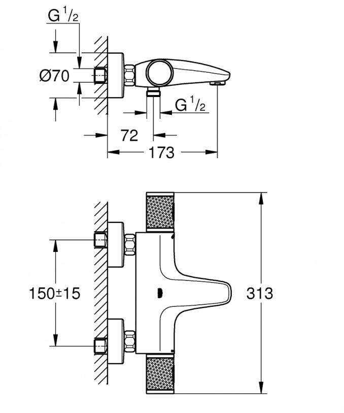 Termostatska baterija za kadu GROHE GROHTHERM 1000 PERFORMANCE 2