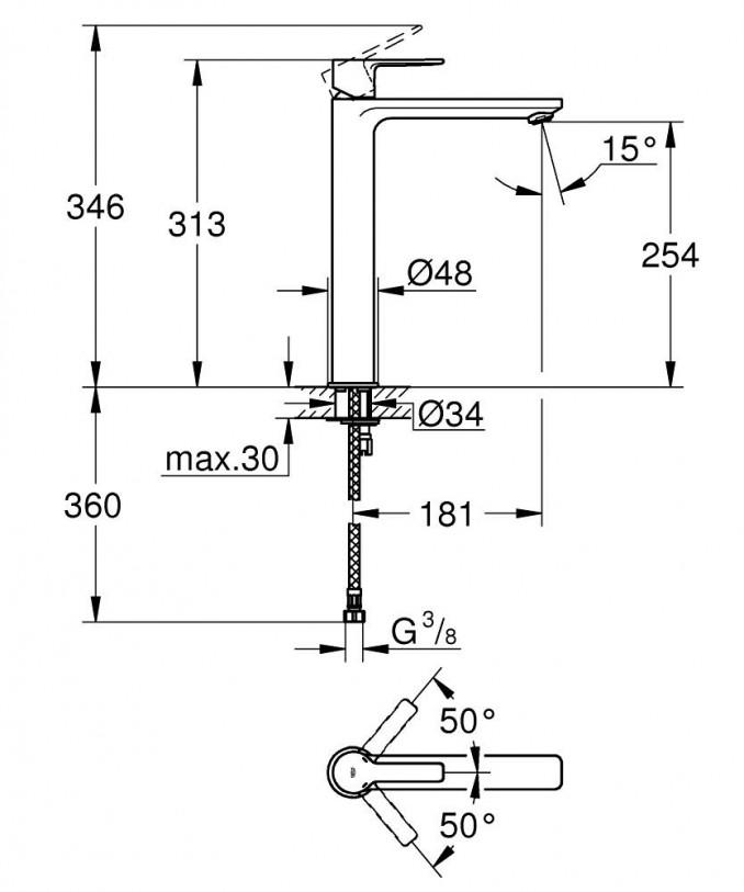 Baterija za lavabo GROHE LINEARE XL 2