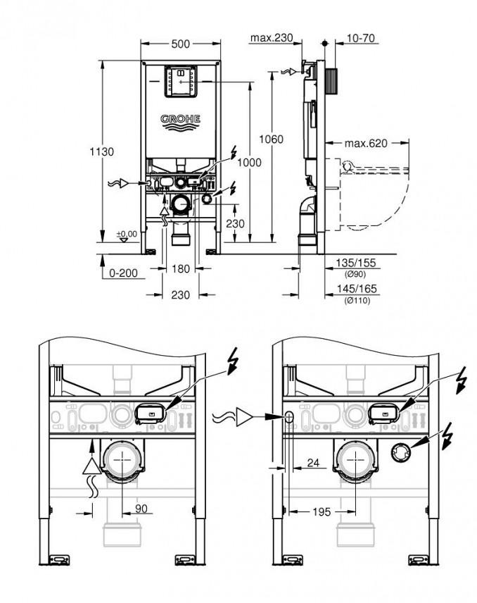 Ugradni vodokotlić GROHE RAPID SLX 3 u 1, bez tastera 2