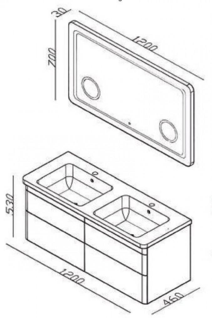 Ormarić LINEART EFES 1200 white sa lavaboom 3