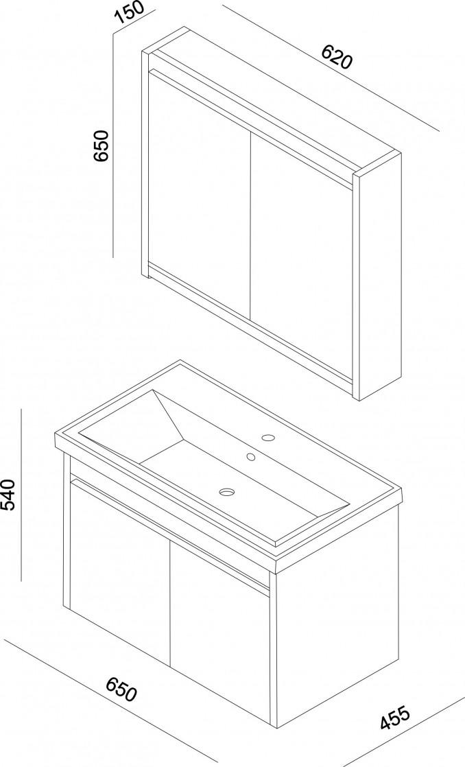 Ogledalo LINEART MARS 650 white 3