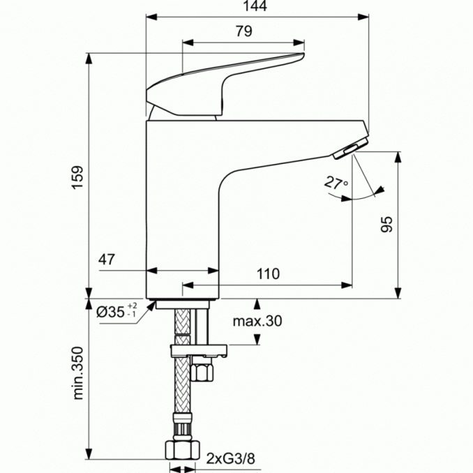 Set baterija IDEAL STANDARD CERAFLEX  za lavabo i kadu sa tuš ruči. i tuš crevom 2