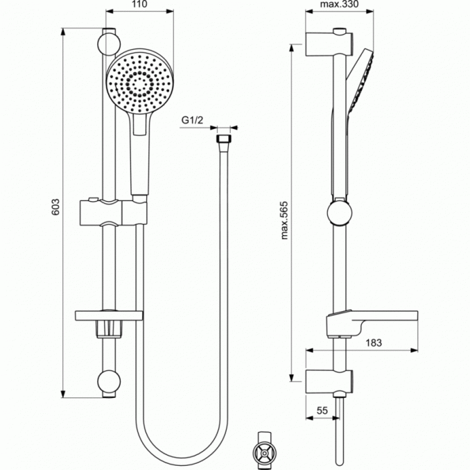 Set baterija IDEAL STANDARD CERAFLEX  za lavabo i kadu sa tuš ruči. i tuš crevom 3