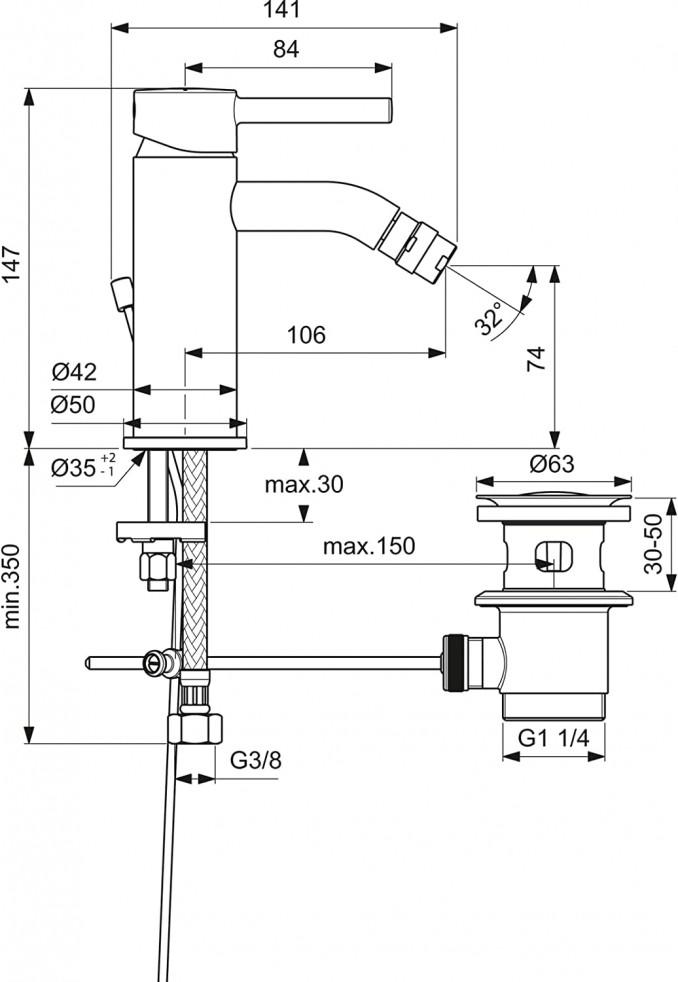 Baterija za bide IDEAL STANDARD CERALINE 4