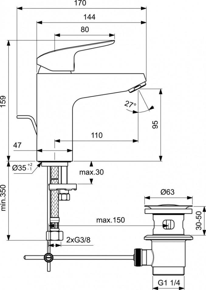Baterija za lavabo IDEAL STANDARD CERAFLEX visoka 2