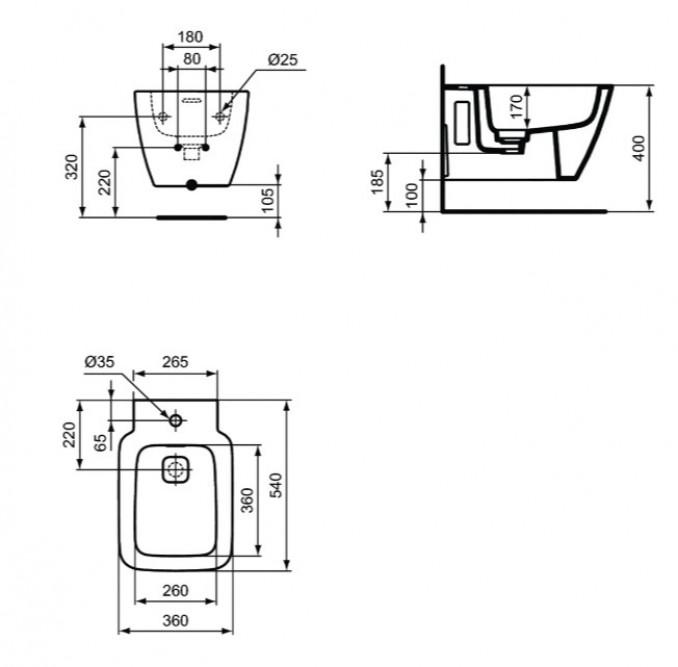 Konzolna šolja IDEAL STANDARD STRADA II aquablade 2