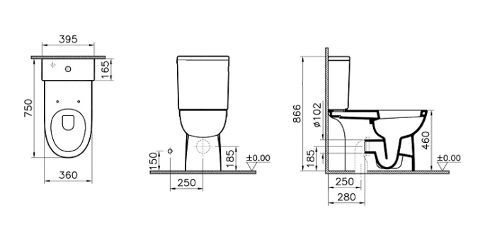 Monoblok VITRA sa duroplast WC daskom za posebne potrebe vario 2