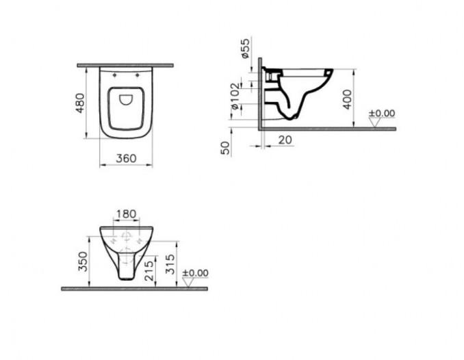 Konzolna šolja VITRA S20 52cm sa bide funkcijom 3