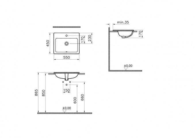 Lavabo ugradni VITRA S20 55x45cm 2