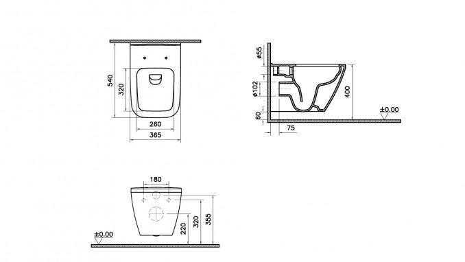 Konzolna šolja VITRA INTEGRA SQUARE 54cm rim-ex 2