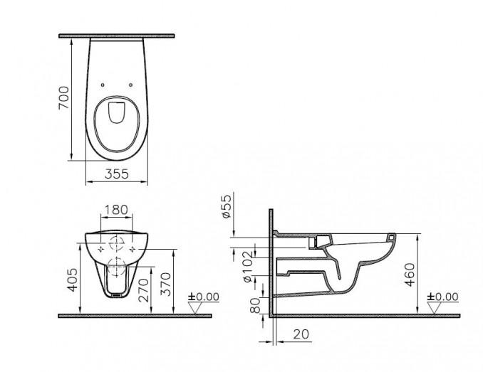 Konzolna šolja VITRA 70cm za posebne potrebe 2
