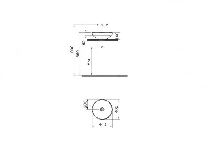 Lavabo nadgradni VITRA WATER JEWELS fi40cm crni 2