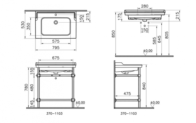 Lavabo VITRA VALARTE 80cm sa prelivom sa metalnim stalkom 2