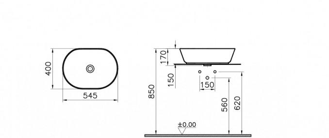 Lavabo nadgradni VITRA GEO 54,5x40cm bez preliva 2