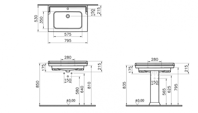 Lavabo VITRA VALARTE 80cm sa prelivom 2